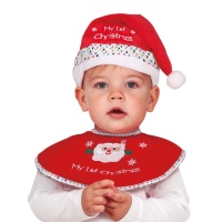 Conjunto de Natal do Pai Natal para bebé com gorro e babete