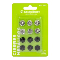 Botões de pressão metálicos de 1,3 cm em preto e branco - Castelltort - 12 pares