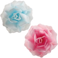 Obleas gigantes de rosa de 12,5 cm azuis ou rosas - Dekora - 1 unidade