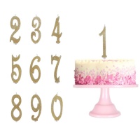 Vela grande com purpurinas douradas 12,5 cm