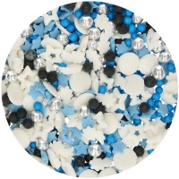 Mistura de granulados brancos, azuis, pretos e prateados 50 gr - FunCakes