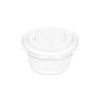 Pote de plástico branco de 100 ml para molhos com tampa - 50 unid.