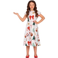 Vestido de Natal branco para raparigas