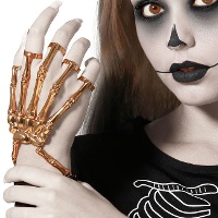 Pulseira de mão de esqueleto dourado