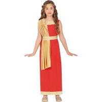 Fato de romano vermelho e dourado para rapariga