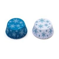 Forminhas para cupcakes de flocos de neve brancas e azuis - Decora - 36 unidades