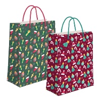Bolsa de presente de Natal com figuras de 32 x 26 x 10 cm - 1 unidade
