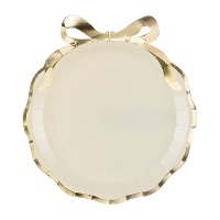Pratos 24 x 26,8 cm com Laço de Natal Dourado - 6 unidades