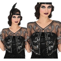 Bolero transparente com lantejoulas para senhora