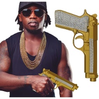 Pistola dourada com pedraria - 25 cm