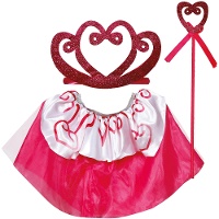 Conjunto infantil de princesa rosa com tiara, saia e varinha
