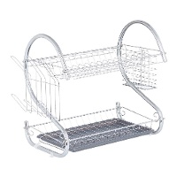 Escorredor de pratos 45,5 x 24,5 x 37,5 cm 2 níveis cromado - 1 unidade