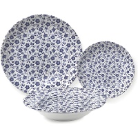Conjunto de louça com flores azuis - 18 peças