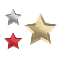 Pratos metálicos com estrelas de 27 cm - 6 unid.