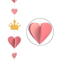Pendente princesa 3D e corações 2,15 m