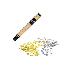Canhão de confettis dourados e prateados de 60 cm