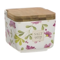 Saleiro Mercado Floral com tampa em bambu