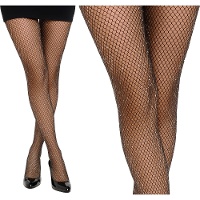 Meia-calça arrastão preta brilhante para senhora