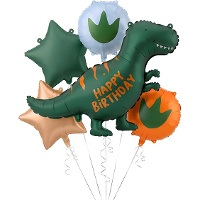 Buquê de balões de dinossauro Happy Birthday - 5 unidades