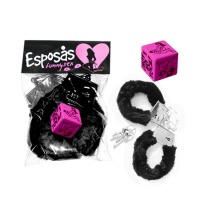 Jogo de dados erótico com algemas de metal para cabelo preto