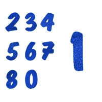 Números de borracha EVA com purpurina azul-marinho - 6 unidades