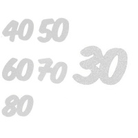 Números de borracha Eva com purpurina branca - 6 unidades
