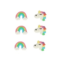 Unicórnios e arco-íris em figuras de açúcar - FunCakes - 12 unid.