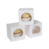 Caixa para 1 cupcake branco - 9 x 9 x 9 x 9 x 9 cm - House of Marie - 3 unidades