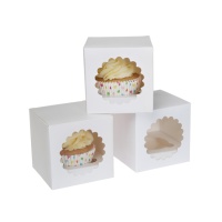 Caixa para 1 cupcake branco - 9 x 9 x 9 x 9 cm - House of Marie - 3 unidades