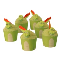 Conjunto de decoração para cupcakes de dinossauro - PME - 6 unidades