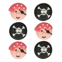 Figuras de açúcar de piratas e caveiras - FunCakes - 12 peças