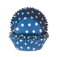 Cápsulas de cupcake azul marinho com estrelas - House of Marie - 50 unidades