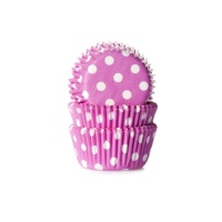 Mini cápsulas para cupcakes fúcsia com bolinhas - House of Marie - 60 unidades
