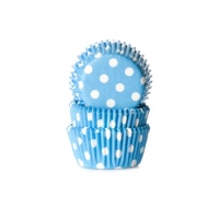 Mini cápsulas de cupcake azul com pontos de polca - House of Marie - 60 unidades
