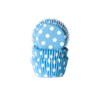 Mini cápsulas para cupcakes azuis com bolinhas - House of Marie - 60 unidades