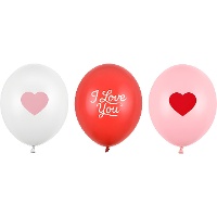 Balões de látex I Love You com corações, 30 cm - 50 unidades