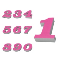 Número de esferovite cor-de-rosa de 15,5 x 4 cm