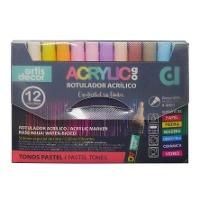 Marcadores acrílicos Acrylic Go ponta 4-5 mm, tons pastel - Artis Decor - 12 unidades