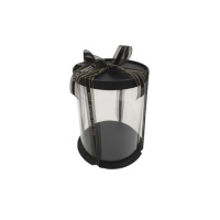 Caixa para bolos redonda preta de 18 x 18 x 23 cm com laço