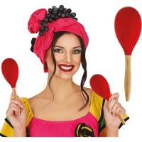 Maraca de madeira vermelha de 20 cm - 1 unidade