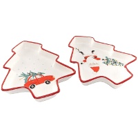 Prato de 22,6 cm de cerâmica de Natal com Papai Noel - 1 unidade