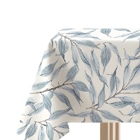 Toalha de mesa 2,00 x 1,45 m em tecido de folhas azuis
