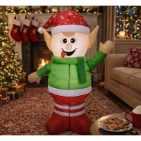 Elfo de Natal insuflável com luz de 1,20 m