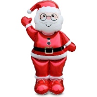 Balão metalizado em formato de boneco de Papai Noel, com 1,55 m