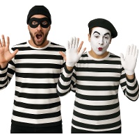 Camiseta às riscas brancas e pretas para homem