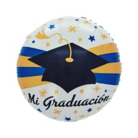 Balão de graduação azul e amarelo de 45 cm