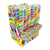 Chupa-chupa alongado colorido em pau de 50 gr - 24 unidades