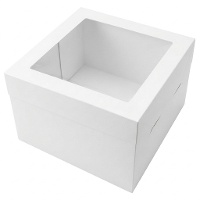Caixa branca de 20 x 20 x 20 cm para bolo com janela superior