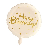 Balão de Happy Birthday dourado com estrelas de 45 cm