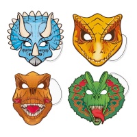 Máscaras de dinossauro sortidas - 6 peças.